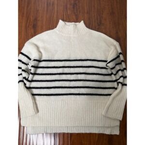Pacas High Neck Sweater Womens SZ XS Black White Stripe Alpaca Wool Pullover